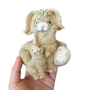 Resin Easter Bunny Rabbit Figurine w/ Egg K's Collection
